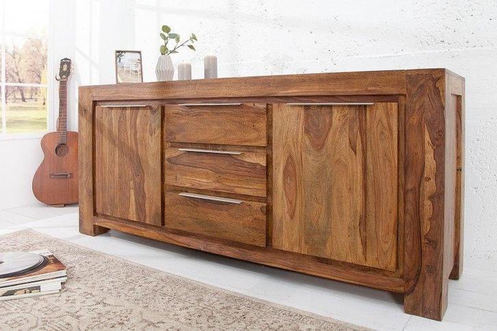 Massives Dressoir MAKASSAR 175cm Sheesham Kommode Palisander, Huis en Inrichting, Kasten | Dressoirs, Ophalen of Verzenden