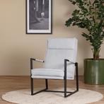 Lichtblauwe leren industriële design fauteuil -  (lichtblauw, Huis en Inrichting, Fauteuils, Nieuw, Ophalen of Verzenden, 50 tot 75 cm