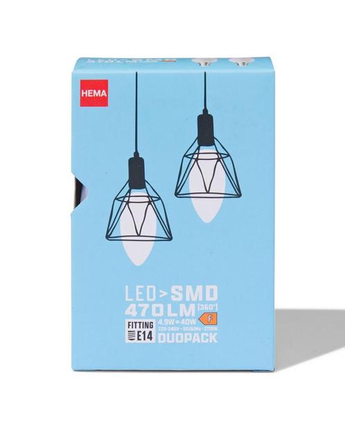 HEMA Led kaars smd E14 4.9w 470lm - 2 stuks, Huis en Inrichting, Lampen | Overige, Nieuw, Verzenden