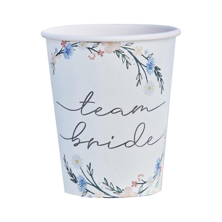 Bekers Team Bride 255ml 8st, Hobby en Vrije tijd, Feestartikelen, Nieuw, Verzenden