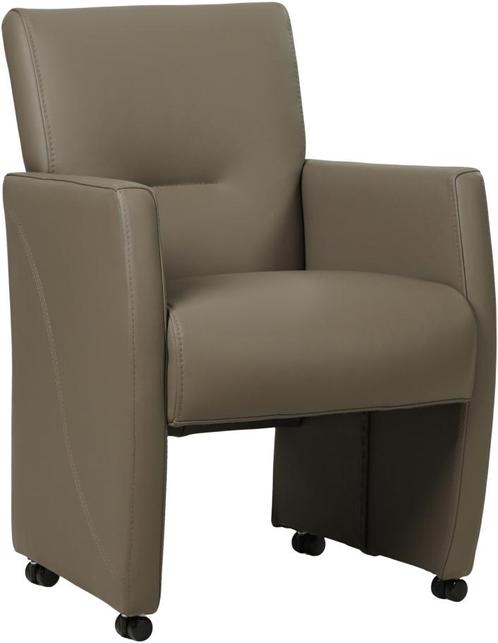 Grijze leren moderne eetkamerfauteuil - Toledo Leer Smog (gr, Huis en Inrichting, Stoelen, Eén, Overige kleuren, Nieuw, Leer, Ophalen of Verzenden
