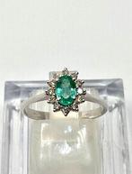 Zonder Minimumprijs - Ring Zilver Smaragd - Diamant, Nieuw