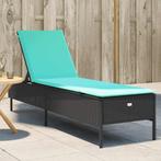 vidaXL Ligstoel met kussen, zwart polyrotan, Tuin en Terras, Verzenden, Nieuw