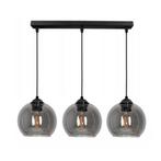 Hanglamp Industrieel 3-Lamps Rechte Montageplaat Smoke Bol Z, Nieuw, Verzenden, Glas