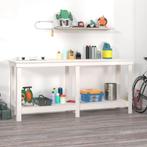 vidaXL Werkbank 180x50x80 cm massief grenenhout wit, Doe-het-zelf en Verbouw, Werkbanken, Verzenden, Nieuw