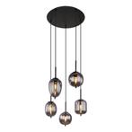 Hanglamp BLACKY nan cm 5-lichts Zwart, Smoked, Huis en Inrichting, Lampen | Hanglampen, Ophalen of Verzenden, Nieuw, Metaal, Minder dan 50 cm