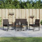 vidaXL 5-delige Tuinset met kussens polypropeen rattan bruin, Verzenden, Nieuw, 5 zitplaatsen, Tuinset