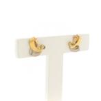tricolor gouden oorstekers met zirconia (witgoud, oorbellen), Sieraden, Tassen en Uiterlijk, Oorbellen, Gebruikt, Overige kleuren