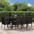 vidaXL 9-delige Tuinset poly rattan zwart, Tuin en Terras, Tuinsets en Loungesets, Nieuw, 8 zitplaatsen, Tuinset, Verzenden