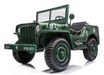 Kinderauto JEEP WILLYS WW2, groen, 24V, 4WD, 3 zits,RC NIEUW, Kinderen en Baby's, Ophalen of Verzenden, Nieuw