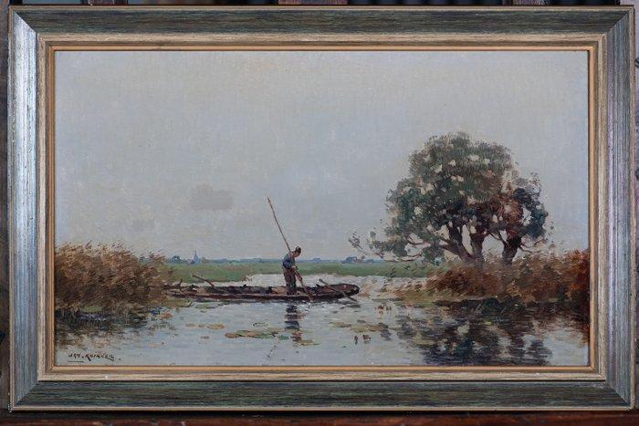 Jan Simon Knikker (1889–1957) - Rivierlandschap met Bootje, Antiek en Kunst, Kunst | Schilderijen | Klassiek