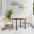 vidaXL Tuin Eetset 3 pcs Bruin poly rattan, Verzenden, Nieuw, Rotan