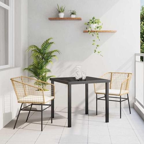 vidaXL Tuin Eetset 3 pcs Bruin poly rattan, Tuin en Terras, Tuinsets en Loungesets, Nieuw, Rotan, Verzenden