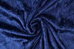 Crushed velvet stof - Marineblauw - Per meter, Blauw, 120 cm of meer, Ophalen of Verzenden, Polyester