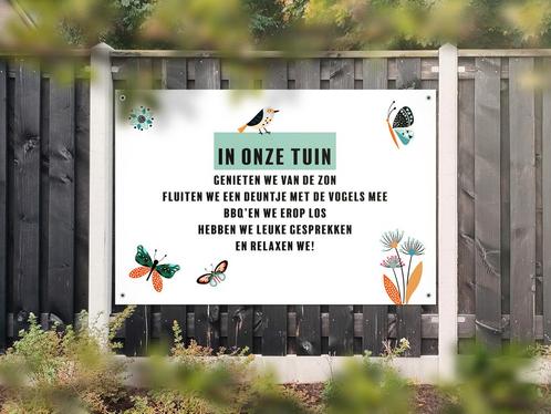 NR 1336: Tuinposter fluiten we een deuntje wit 120x180cm, Tuin en Terras, Tuinwanddecoratie, Nieuw