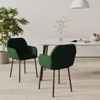 vidaXL Eetkamerstoelen 2 st fluweel donkergroen, Huis en Inrichting, Stoelen, Verzenden, Nieuw