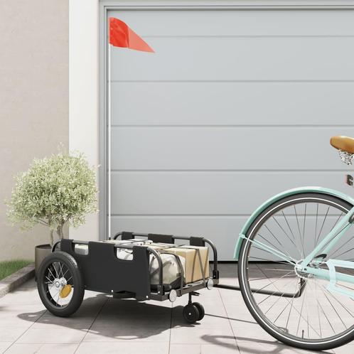 vidaXL Fietstrailer oxford stof en ijzer zwart, Fietsen en Brommers, Fietsaccessoires | Aanhangers en Karren, Nieuw, Verzenden