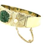Gouden vintage bangle met jade en parel 14 kt, Ophalen of Verzenden, Nieuw