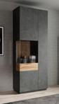 Vitrinekast | Grijs | Eiken 80cm | Glazen kast | Industrieel