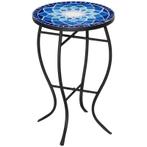 Bijzettafel Tuintafel �35,5 X 53,5cm Moza�ek Design Blauw+Wi