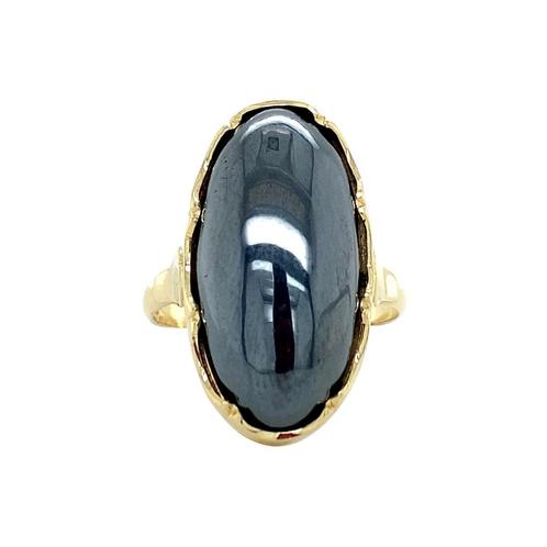 Gouden ring met hematiet 14 krt, Sieraden, Tassen en Uiterlijk, Ringen, Nieuw, Ophalen of Verzenden