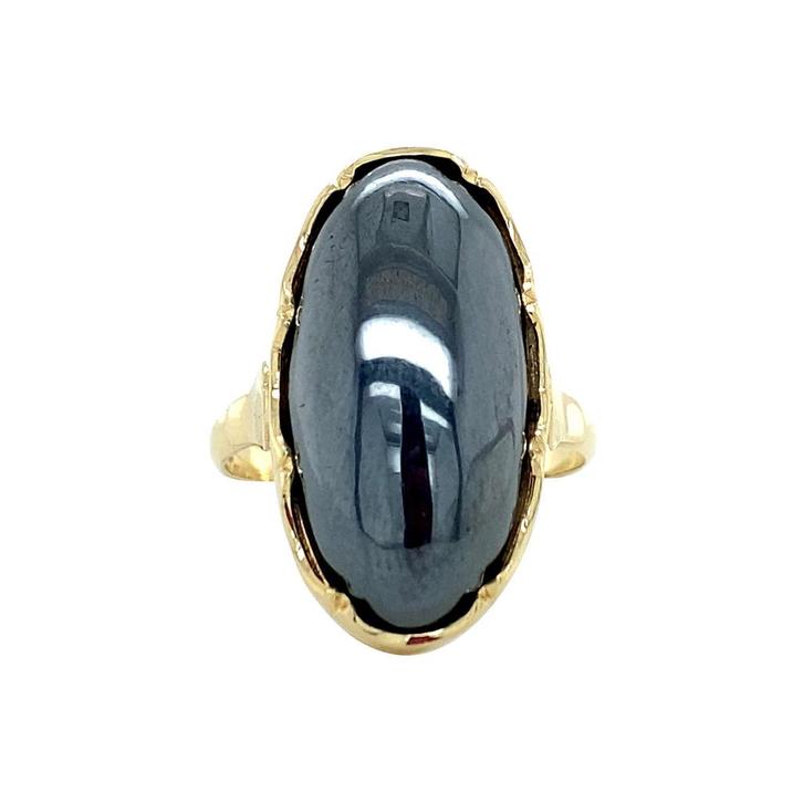 Gouden ring met hematiet 14 krt, Sieraden, Tassen en Uiterlijk, Ringen, Nieuw, Ophalen of Verzenden