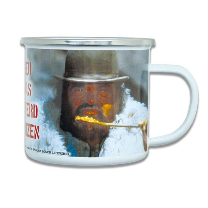 Bud Spencer Enamel Mug Ohne Heu kann das beste Pferd..., Hobby en Vrije tijd, Overige Hobby en Vrije tijd, Zo goed als nieuw, Verzenden