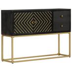 vidaXL Dressoir 110x30x75 cm massief mangohout zwart en goud, 100 tot 150 cm, Verzenden, Nieuw, 25 tot 50 cm