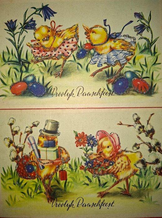 Europa - Pasen - Kinderen, Eieren, Konijnen - Ansichtkaart, Verzamelen, Ansichtkaarten | Buitenland