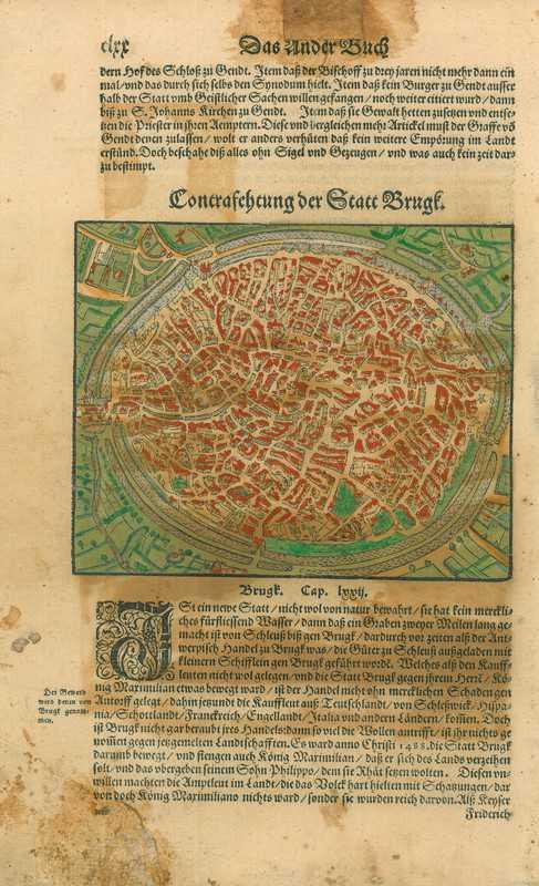 Stadsplattegrond van Bruges, Antiek en Kunst, Kunst | Etsen en Gravures