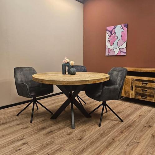 Eettafel Mangohout | Rond | 110CM, Huis en Inrichting, Tafels | Eettafels, 100 tot 150 cm, 100 tot 150 cm, Rond, Nieuw, Overige houtsoorten