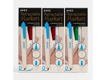 Veiling - 3x AVEC Retractable Markers – 4 Permanente Stift beschikbaar voor biedingen