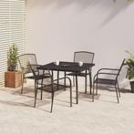 vidaXL 5-delige Tuinset staal antracietkleurig, 4 zitplaatsen, Verzenden, Nieuw, Rvs