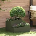vidaXL Tuin Bloempot Olijfgroen 60 x 60 x 50 cm Staal, Verzenden, Nieuw, Metaal, 60 tot 100 cm