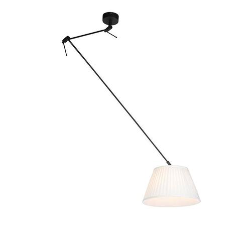 Hanglamp zwart met plisse kap 35cm crème - Blitz, Huis en Inrichting, Lampen | Hanglampen