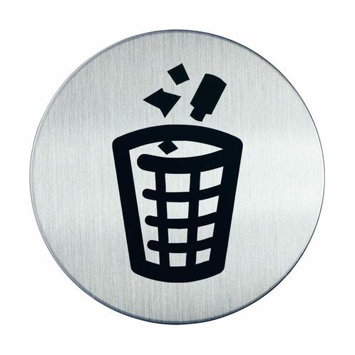 Pictogram zelfklevend rond afvalbak RVS, Zakelijke goederen, Kantoor en Winkelinrichting | Kantoorartikelen, Verzenden