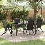 vidaXL Tuin eettafelset 5 pcs Zwart Koffie Gepoedercoat, Verzenden, Nieuw, Rotan
