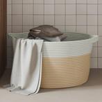 vidaXL Opbergmand Ø 40x25 cm katoen beige en wit, Verzenden, Nieuw