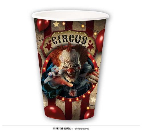 Party Bekers Halloween Circus Horror Clown (6st), Hobby en Vrije tijd, Feestartikelen, Nieuw, Ophalen of Verzenden