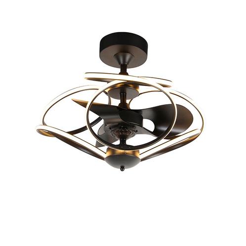 Design plafondventilator zwart met afstandsbediening incl., Huis en Inrichting, Lampen | Plafondlampen, Nieuw, Kunststof