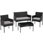 Wicker tuinset Palese voor 4 personen - zwart, Verzenden, Nieuw