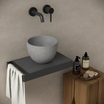Toiletmeubel frame zwart plateau eiken zwart voor waskom met beschikbaar voor biedingen