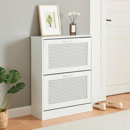Schoenenkast Vesilahti met 2 vouwdeuren 80x60x23,5 cm wit [e, Huis en Inrichting, Kasten | Schoenenkasten, Nieuw, Verzenden