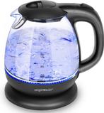 Waterkoker glas - met LED - Elektrisch - 1L - 2200W - Zwart, Verzenden, Zo goed als nieuw