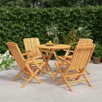 vidaXL 5-delige Tuinset massief teakhout, Verzenden, Nieuw, Hout, Tuinset