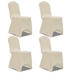 vidaXL Stoelhoes stretch 4 stuks Crèmekleurig, Verzenden, Nieuw