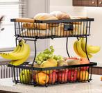 Stapelbare Fruitmand Metaal – Met Handvat en Haak, Zwart, Huis en Inrichting, Keuken | Keukenelementen, Verzenden, Nieuw