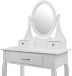 Stijlvolle witte kaptafel met spiegel en kruk - Complete set, Huis en Inrichting, Tafels | Kaptafels, 100 tot 150 cm, Nieuw, Modern