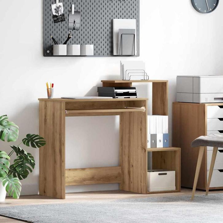 vidaXL Bureau met plank Artisan Eiken 106 x 40 x 88.5 cm, Huis en Inrichting, Bureaus, Nieuw, Verzenden