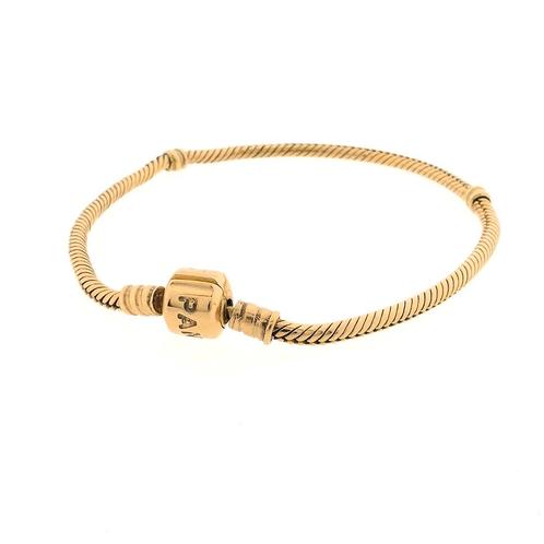Gouden Pandora armband; Snake Chain | 21 cm (dames sieraad), Sieraden, Tassen en Uiterlijk, Bedels, Gebruikt, Overige merken, Goud